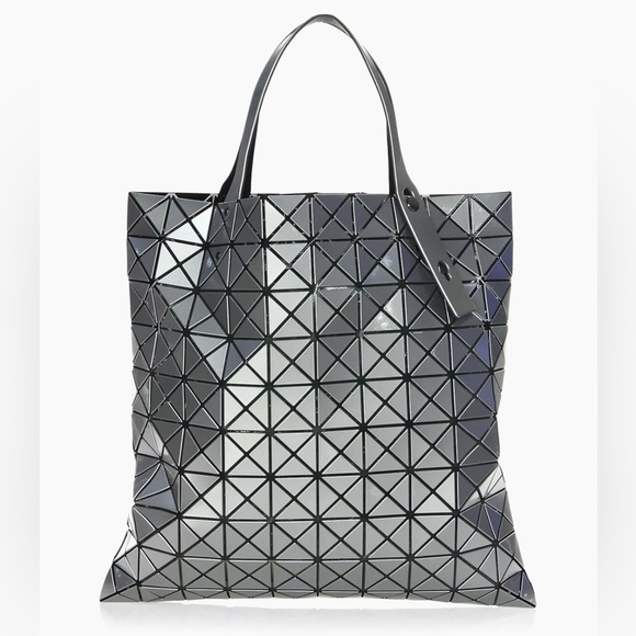 [Bao Bao] Issey Miyake Metallic PVC Geometric Black Mesh Zip-Close Shoulder Tote - Picture 2 of 16